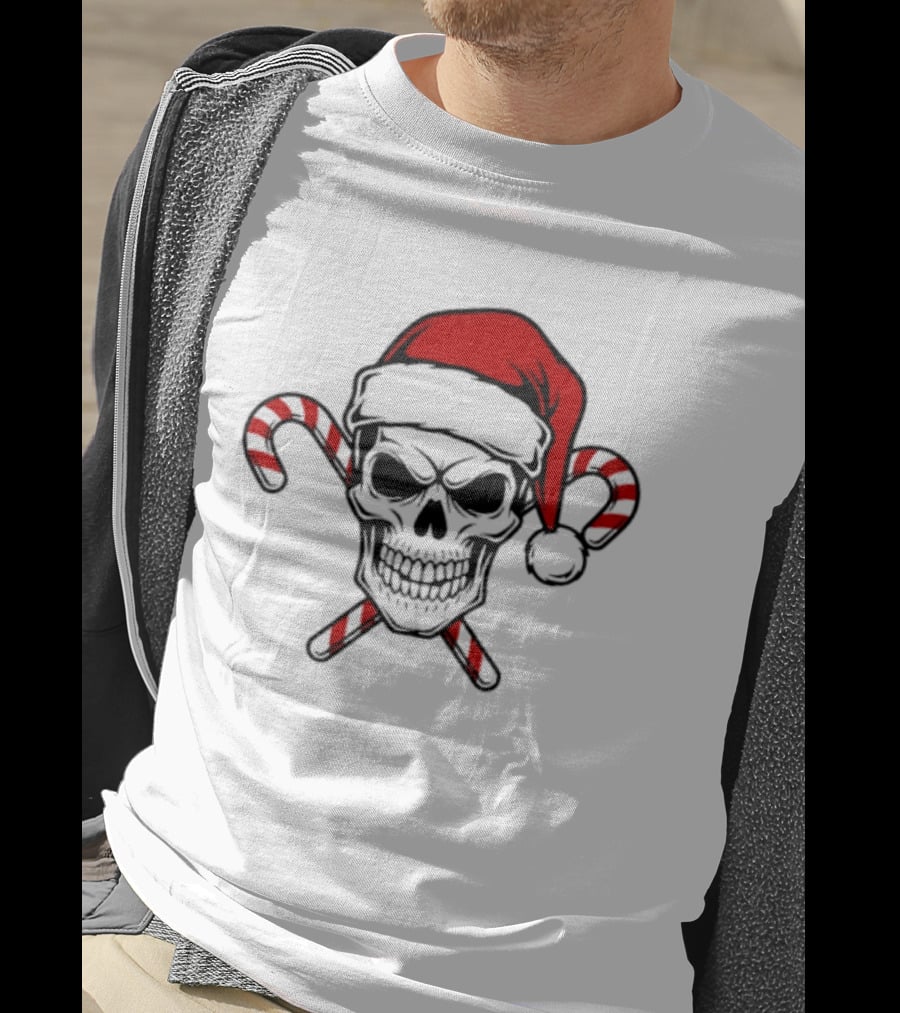 Referee Skullz Santa Skullz Christmas Candy Cane Skull T-Shirt