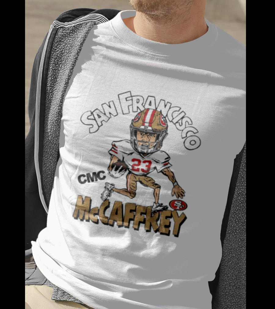 San Francisco 49ers CMC McCaffrey Caricature Football 23 T-Shirt