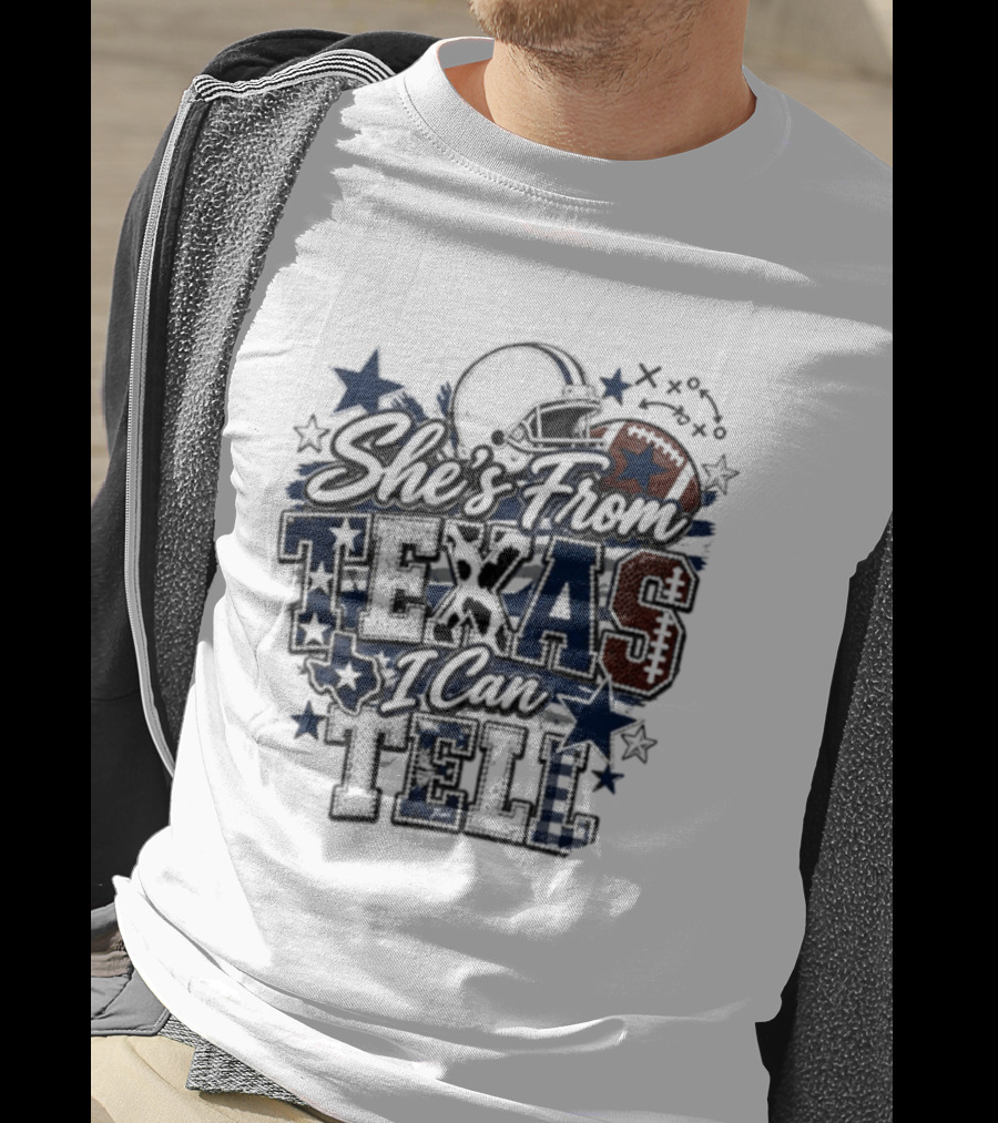 She's From Texas I Can Tell Football Stars Helmets T-Shirt