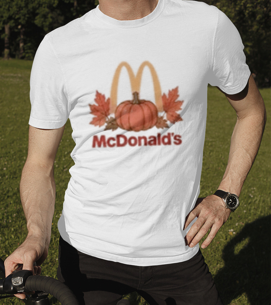 McDonald's Autumn Pumpkin Leaves Thankful Blessed Lovin It T-Shirt