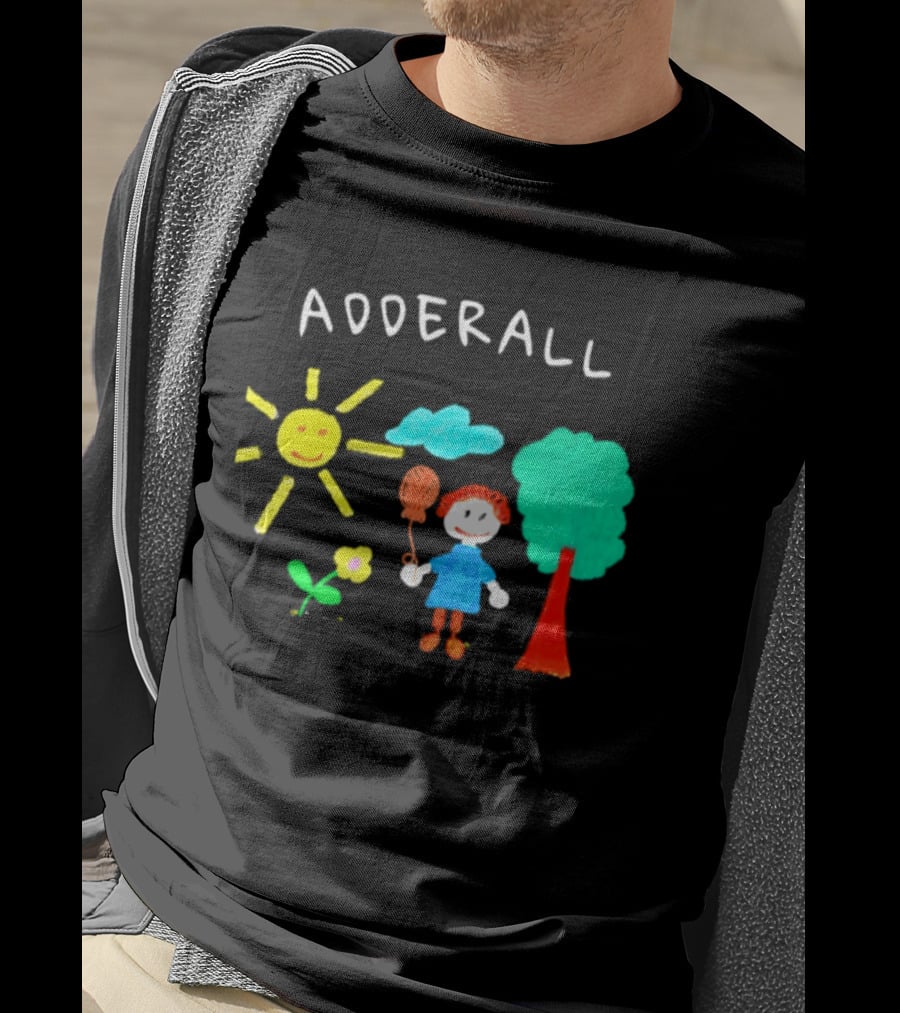 Childhood ADHD Awareness Adderall Child Drawing With Sun And Tree T-Shirt