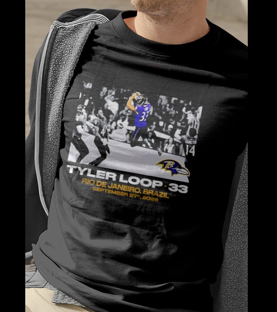 Baltimore Ravens Tyler Loop 33 Rio De Janeiro Brazil September 25 2023 T-Shirt