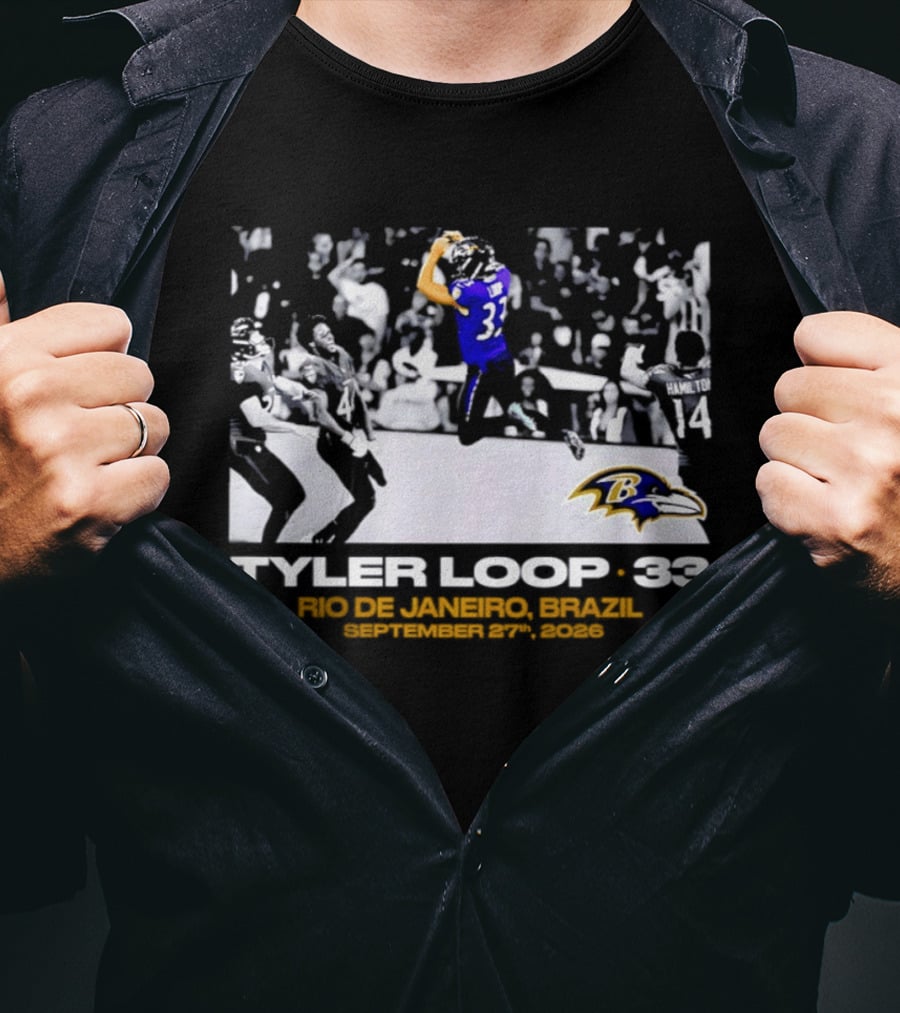 Baltimore Ravens Tyler Loop 33 Rio De Janeiro Brazil September 25 2023 T-Shirt