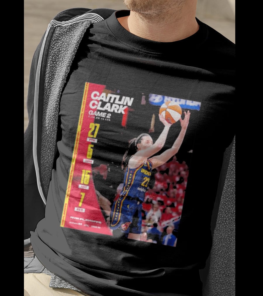 Caitlin Clark Game 2 Stats 9.02.26 Vs LVA 27 PTS 5 3PM 15 AST 7 REB T-Shirt