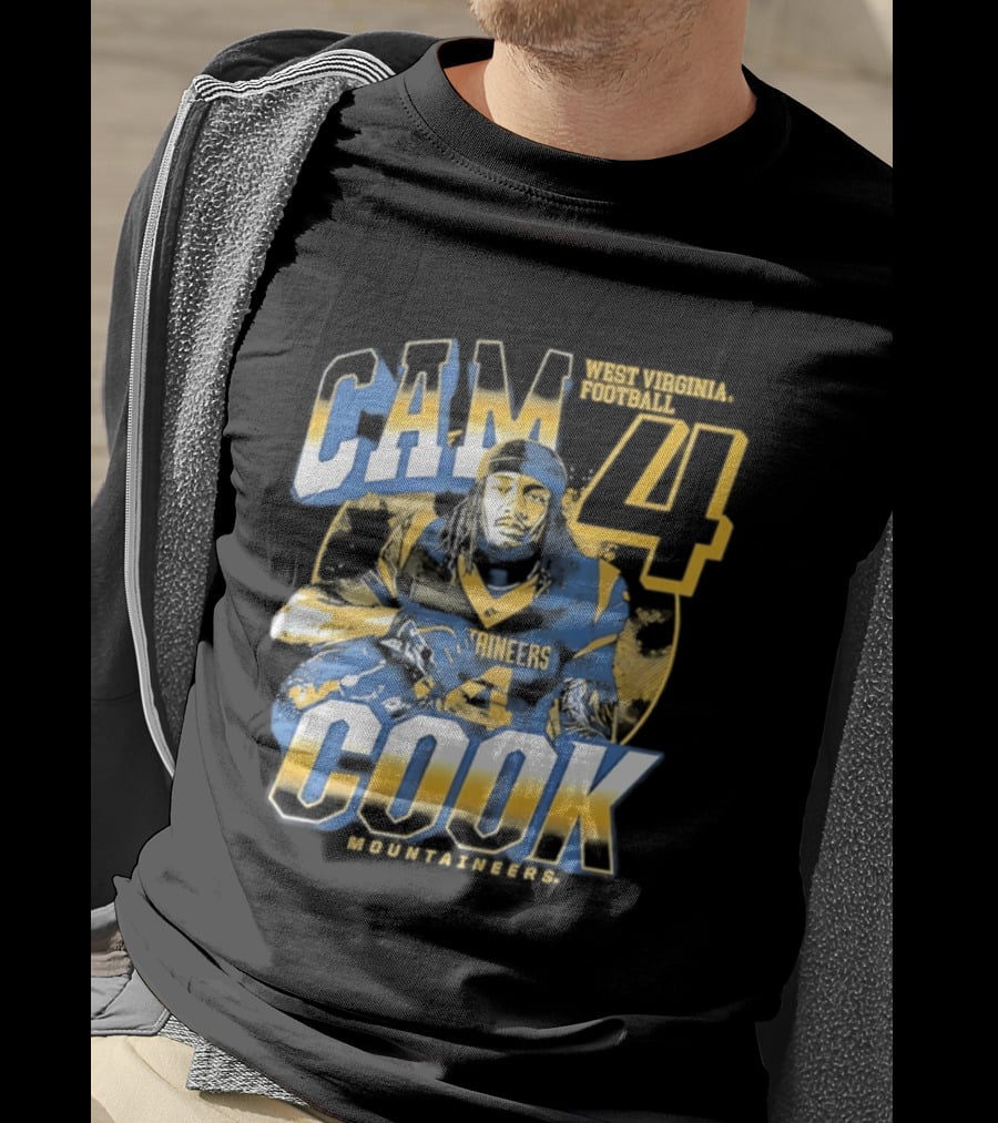 Cam 4 Cook West Virginia Football Mountaineers T-Shirt