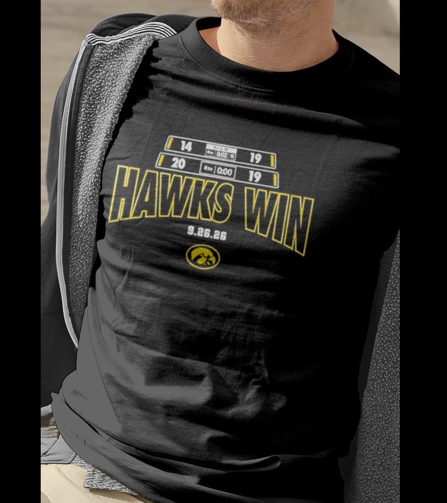 Iowa Hawkeyes Hawks Win Score 24 22 2026 T-Shirt