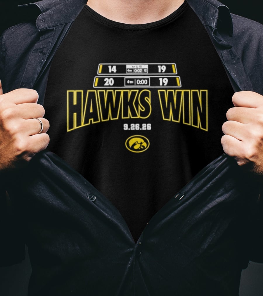 Iowa Hawkeyes Hawks Win Score 24 22 2026 T-Shirt