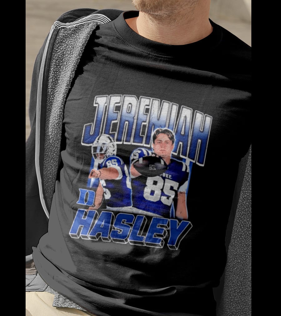 Jeremiah Hasley Duke Blue Devils Football 85 Player 90s Bootleg T-Shirt