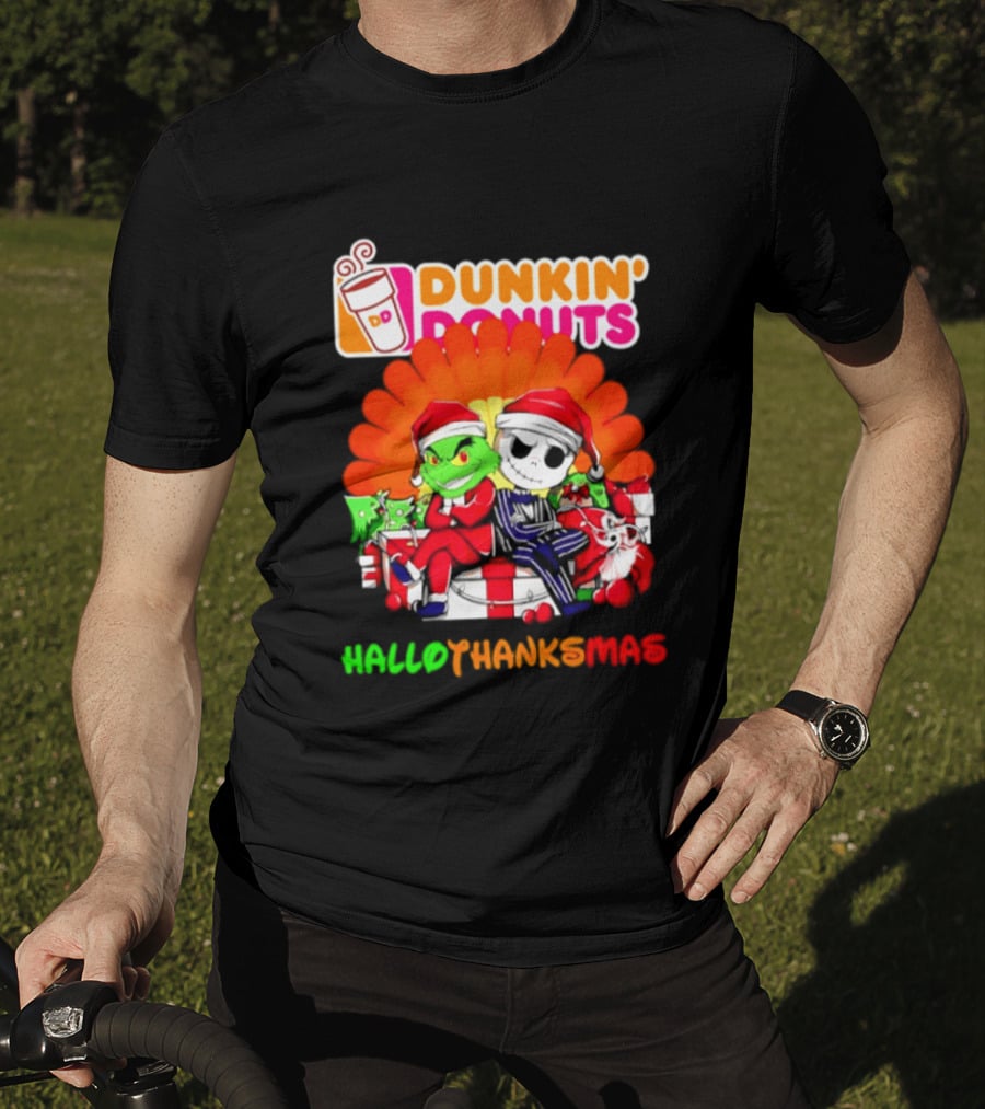 Dunkin' Donuts Grinch Jack Skellington Hallothanksmas 2026 T-Shirt