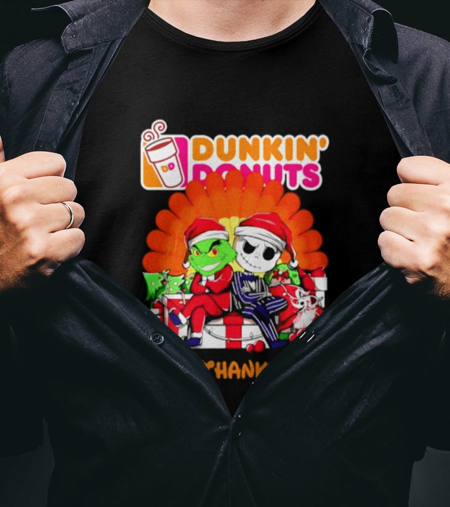 Dunkin' Donuts Grinch Jack Skellington Hallothanksmas 2026 T-Shirt