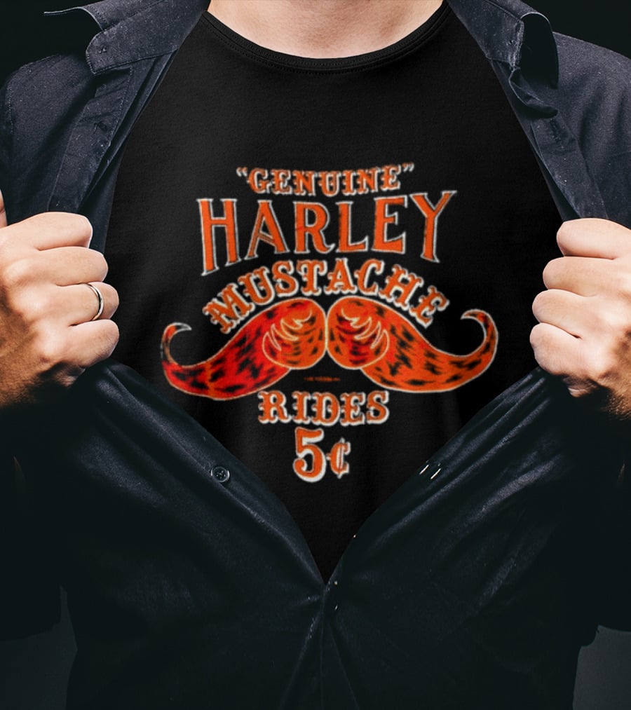 Genuine Harley Mustache Rides 5 Cents Vintage Biker T-Shirt