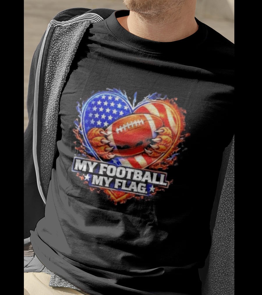 Heart American Football 2026 Season My Football My Flag T-Shirt