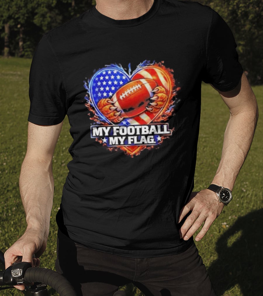 Heart American Football 2026 Season My Football My Flag T-Shirt