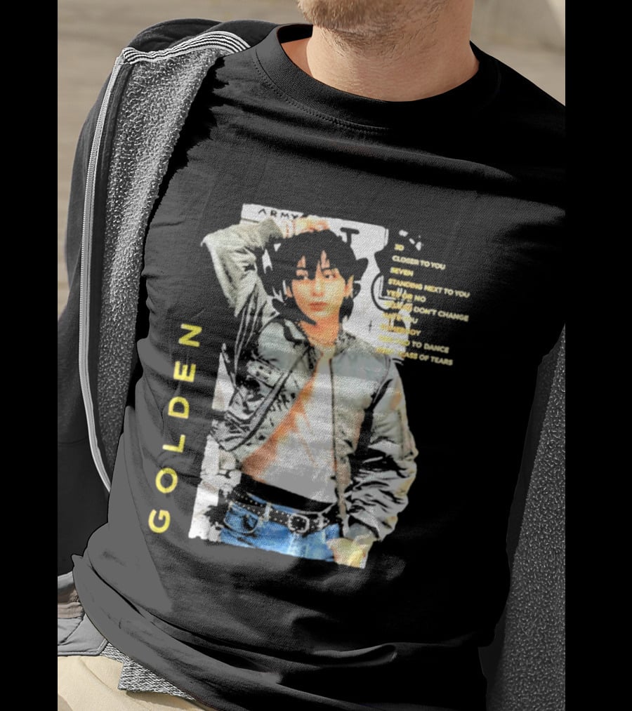 Seok Jin Wearing Jungkook Golden Visual With Song Titles T-Shirt