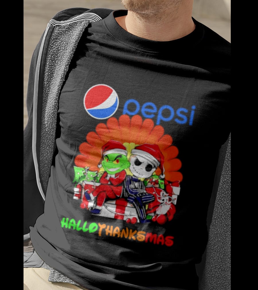 Pepsi Grinch Jack Skellington Hallothanksmas 2026 Holiday Mashup T-Shirt
