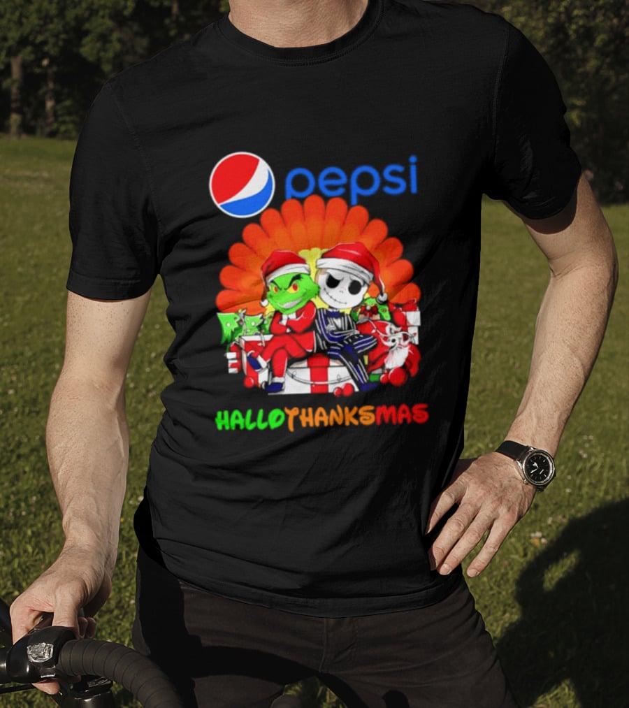 Pepsi Grinch Jack Skellington Hallothanksmas 2026 Holiday Mashup T-Shirt