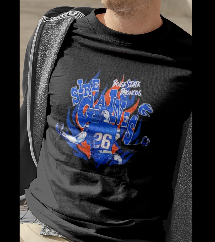 Boise State Broncos Sire Gaines NCAA Football 26 Flame T-Shirt