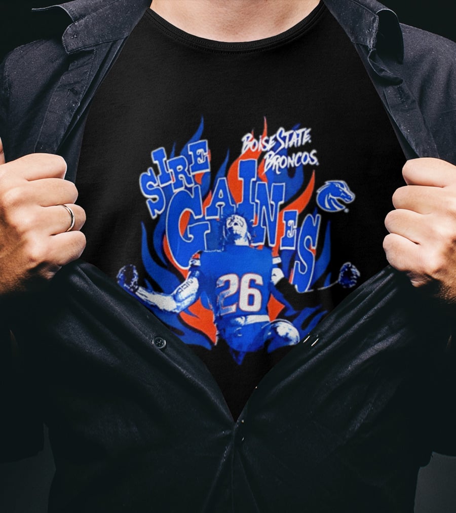 Boise State Broncos Sire Gaines NCAA Football 26 Flame T-Shirt