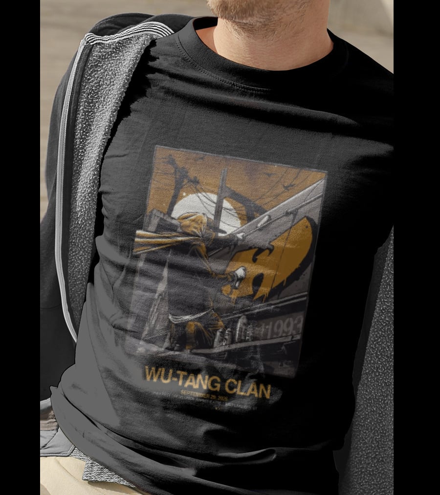 Wu Tang Clan Graffiti Art With Iconic Logo And Hooded Artist Scene T-Shirt