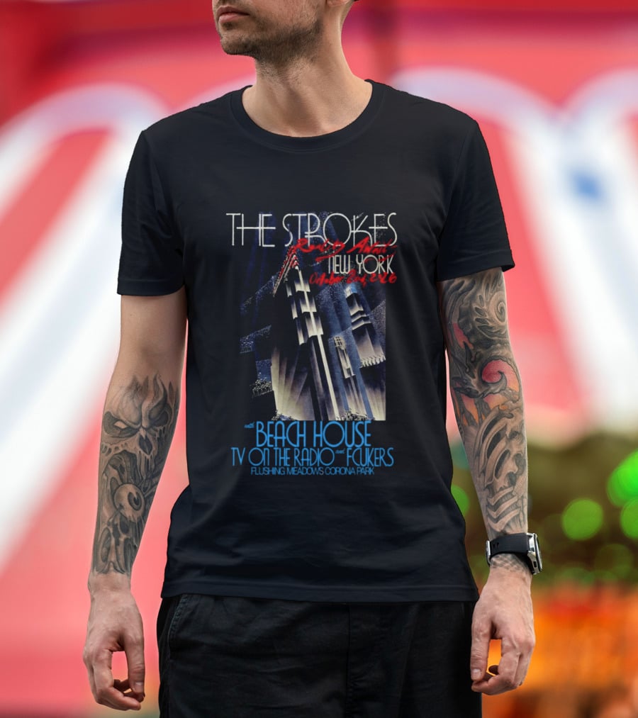 The Strokes October 2 2026 Flushing Meadows Corona Park Queens NY Beach House TV On The Radio Folkers T-Shirt