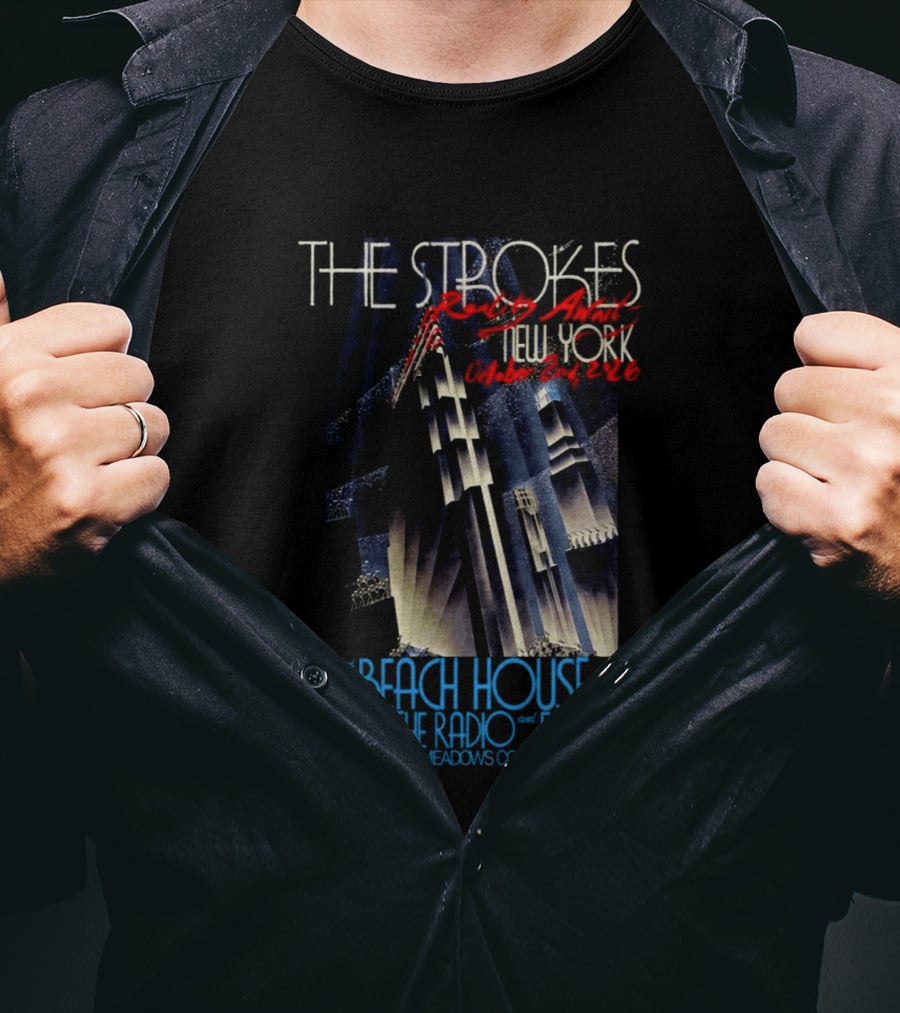 The Strokes October 2 2026 Flushing Meadows Corona Park Queens NY Beach House TV On The Radio Folkers T-Shirt