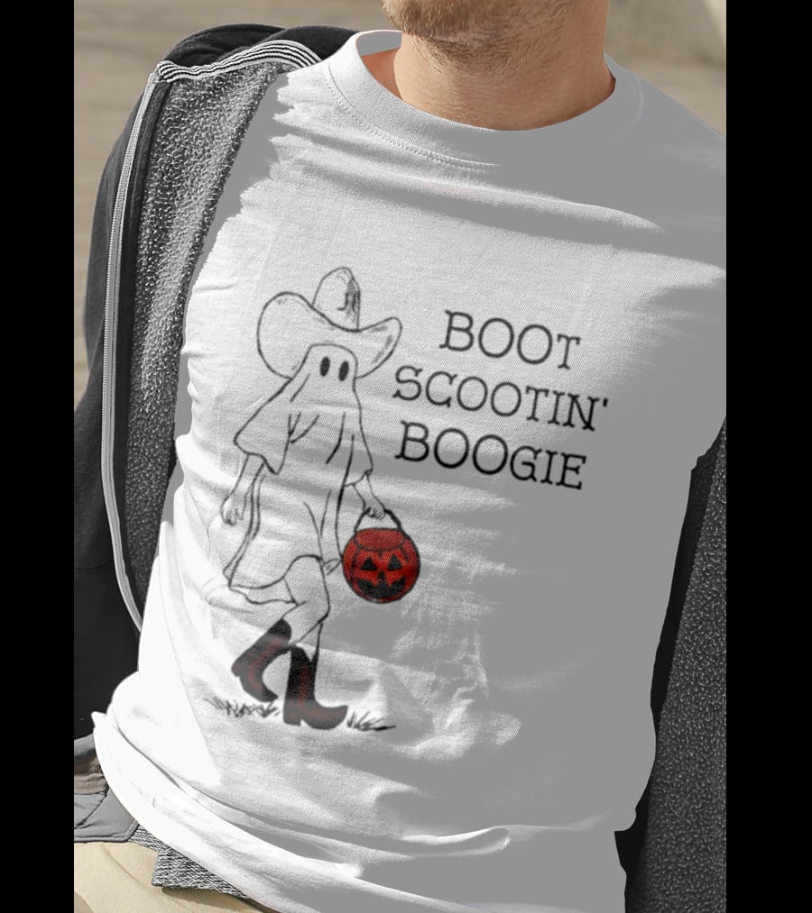 Boot Scootin' Boogie Ghost Cowgirl Halloween Trick Or Treat T-Shirt