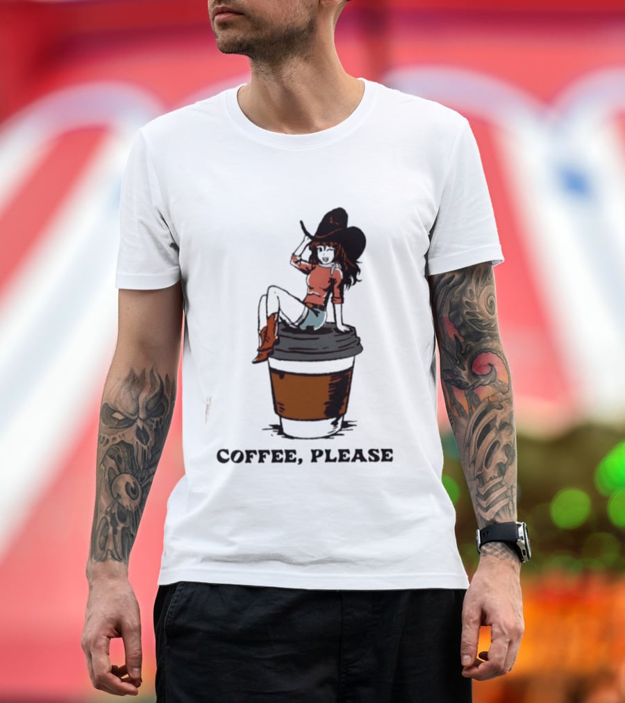 Cowgirl Coffee Please Western Caffeine Cartoon T-Shirt