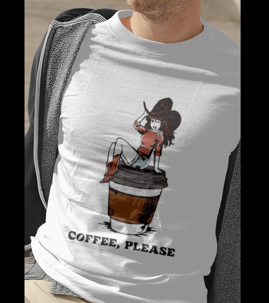 Cowgirl Coffee Please Western Caffeine Cartoon T-Shirt