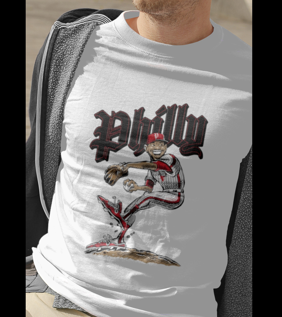Philly Baseball Player Caricature T-Shirt