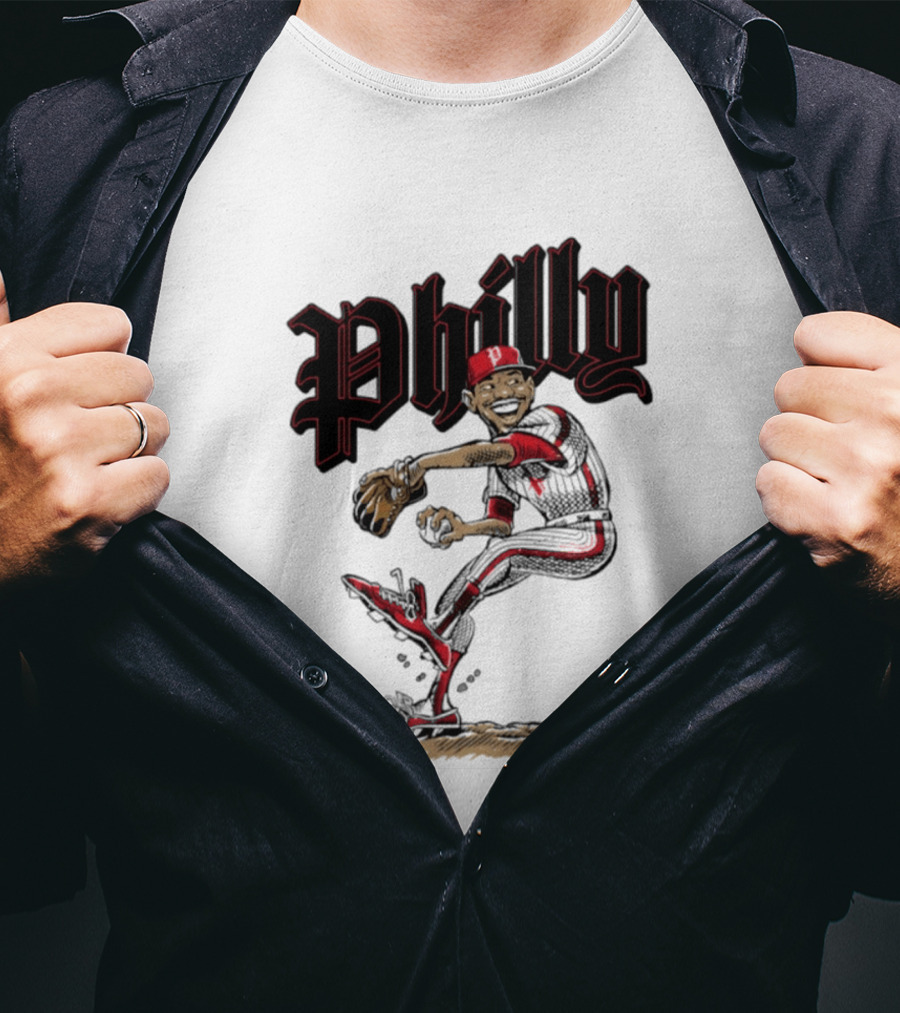 Philly Baseball Player Caricature T-Shirt