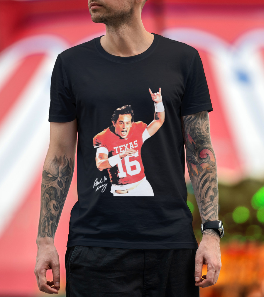 Arch Manning Texas Longhorns 16 Rock Hand Gesture T-Shirt
