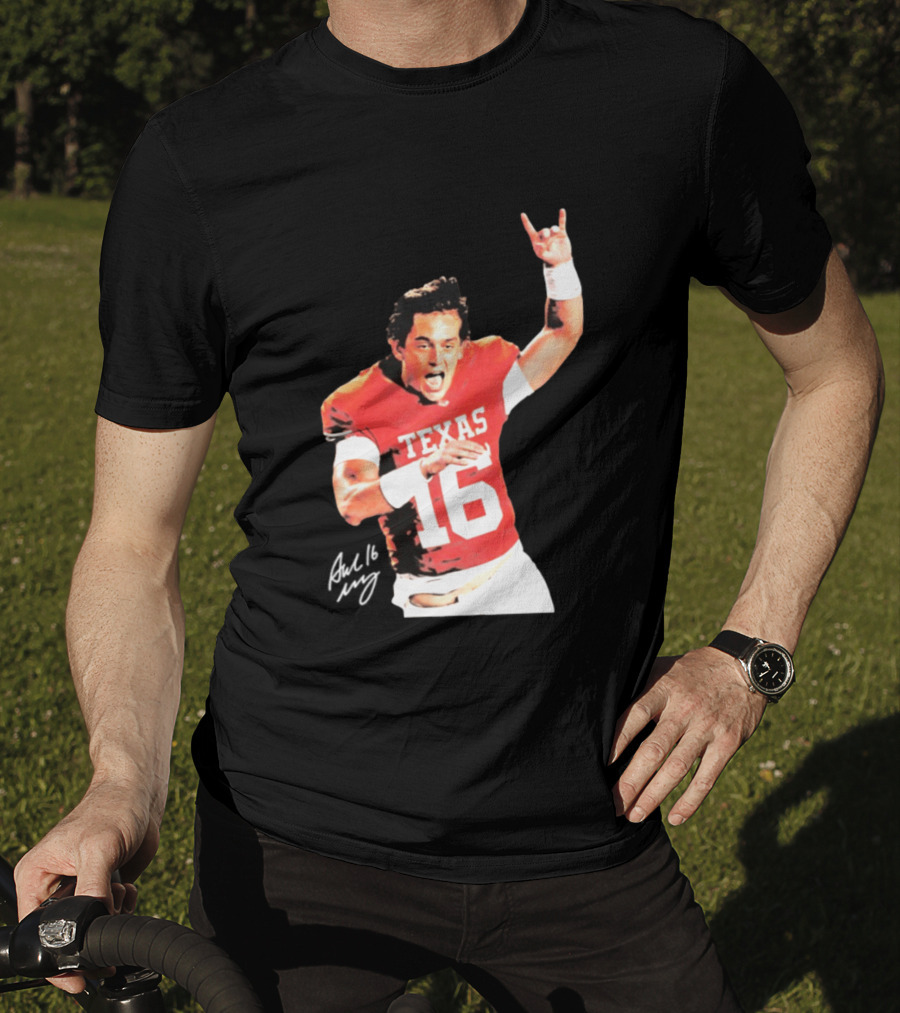 Arch Manning Texas Longhorns 16 Rock Hand Gesture T-Shirt