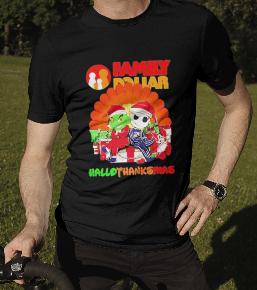 Family Dollar Grinch Jack Skellington Hallothanksmas 2026 T-Shirt