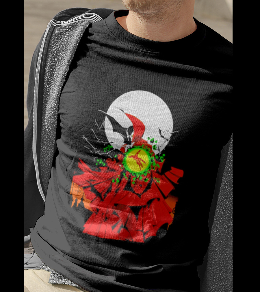 Graveyard Shift Whitegold Industries Spawn Halloween 2026 Full Red Moon T-Shirt