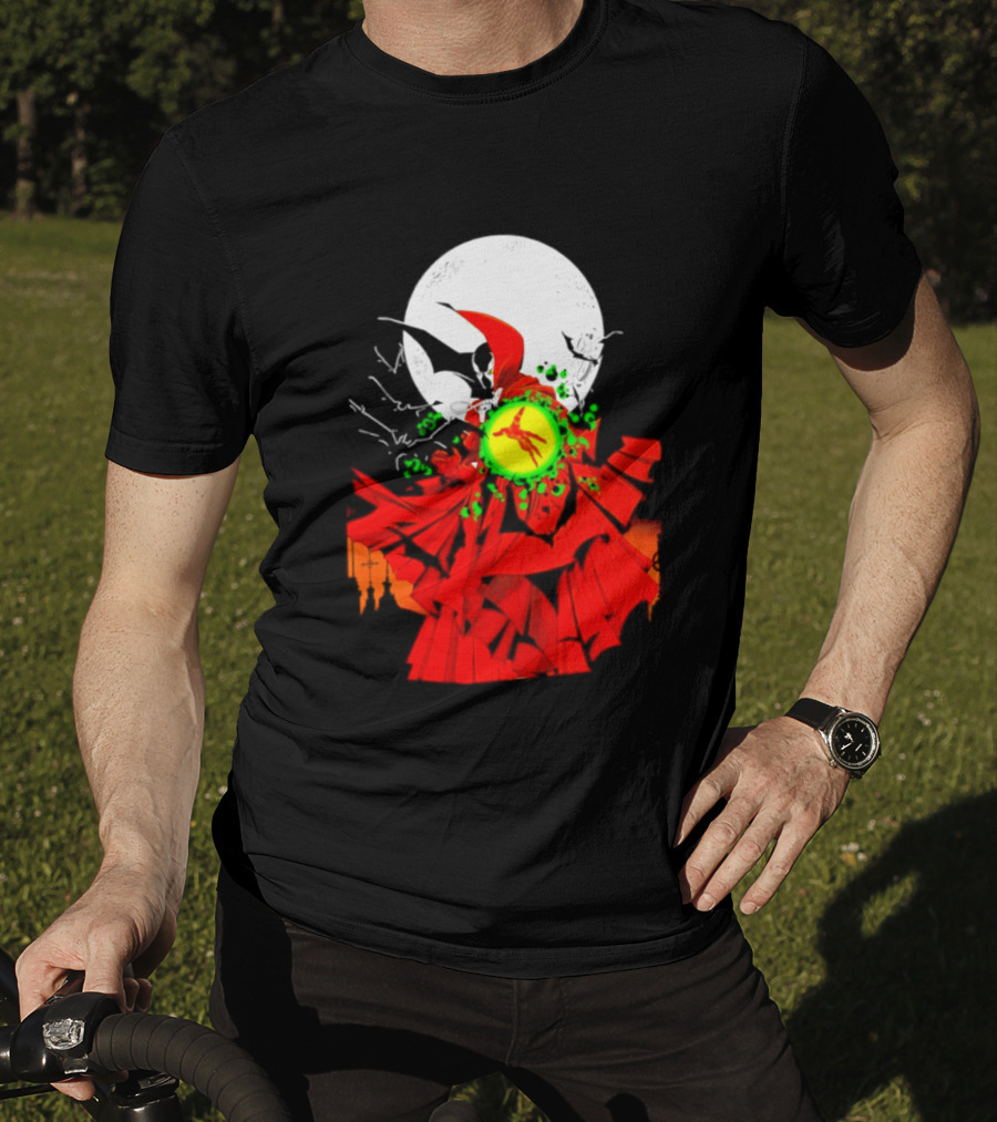 Graveyard Shift Whitegold Industries Spawn Halloween 2026 Full Red Moon T-Shirt