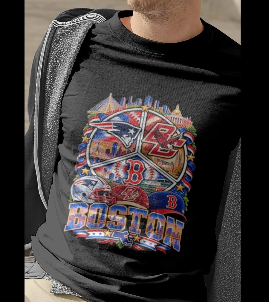 Patriots Boston College Eagles Red Sox Boston Skyline T-Shirt