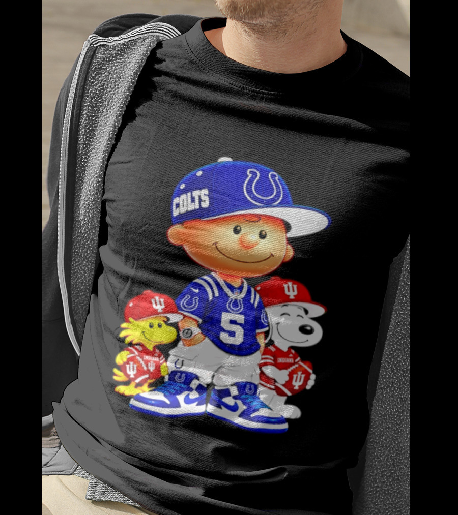 Charlie Brown And Snoopy Indianapolis Colts Indiana Hoosiers Football Team Merchandise T-Shirt