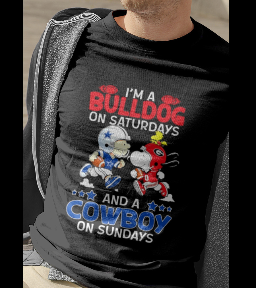 I'm A Bulldog On Saturdays And A Cowboy On Sundays Football Peanuts Sports T-Shirt