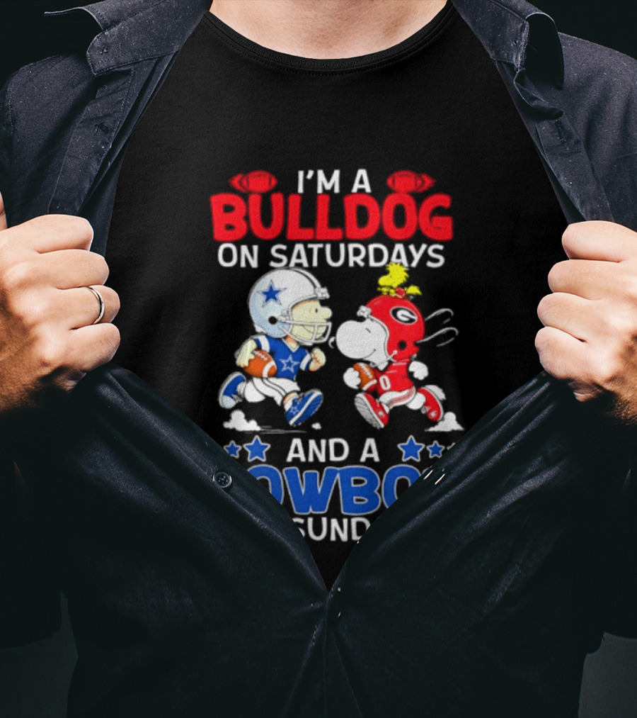 I'm A Bulldog On Saturdays And A Cowboy On Sundays Football Peanuts Sports T-Shirt