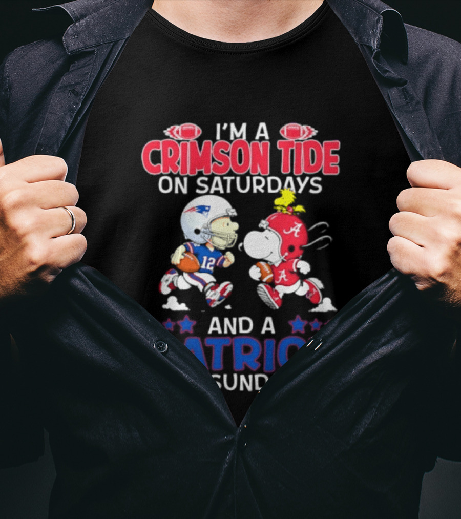 I'm A Crimson Tide On Saturdays And A Patriot On Sundays Football Peanuts T-Shirt
