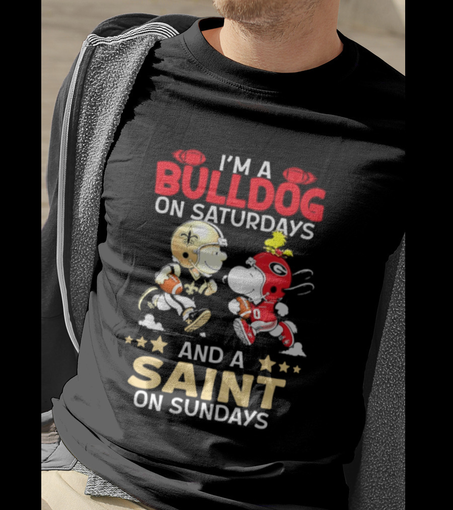 I'm A Bulldog On Saturdays And A Saint On Sundays Football Peanuts T-Shirt