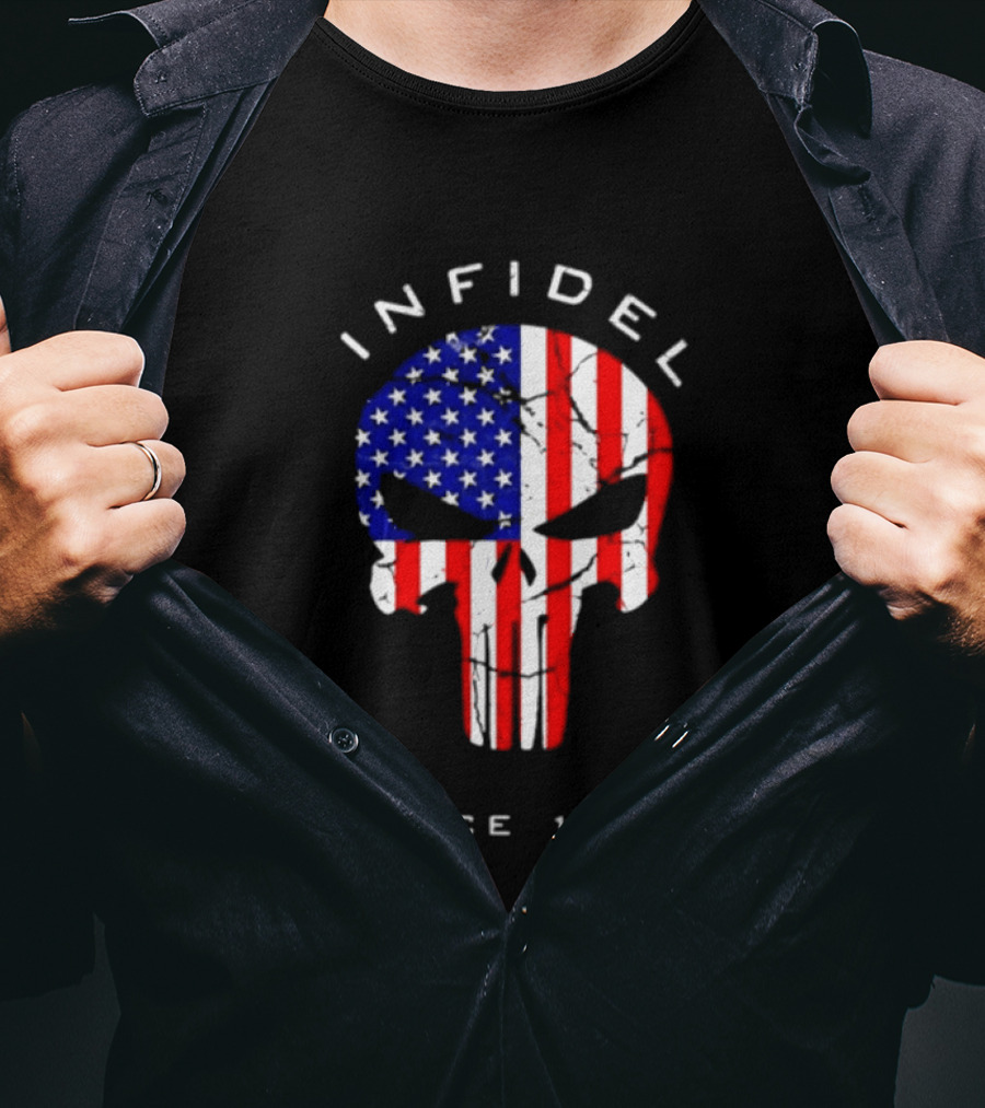 Infidel American Skull Flag Patriotic Since 1776 T-Shirt