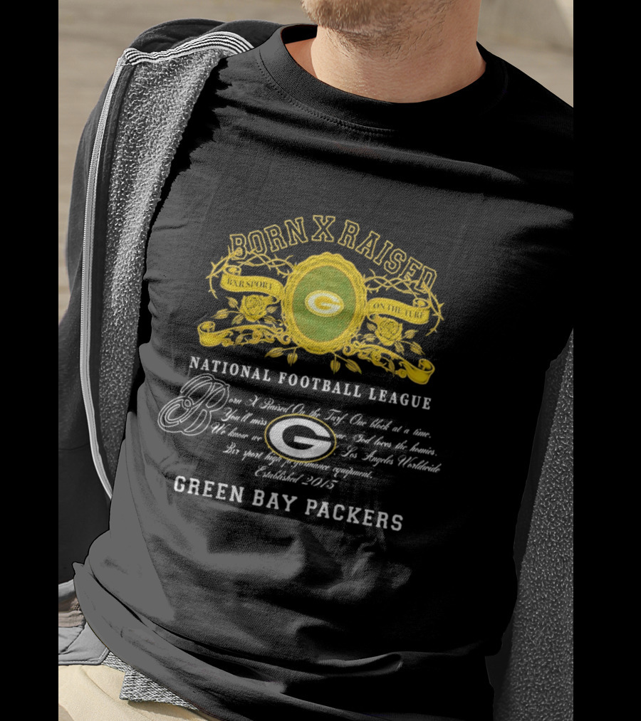 Born X Raised Green Bay Packers National Football League Established 2013 T-Shirt