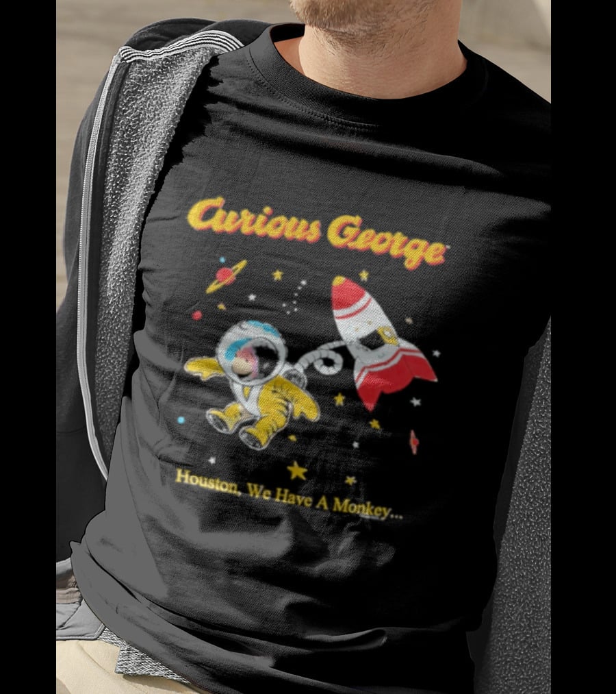 Curious George Astronaut Adventure Houston We Have A Monkey Space Rocket T-Shirt