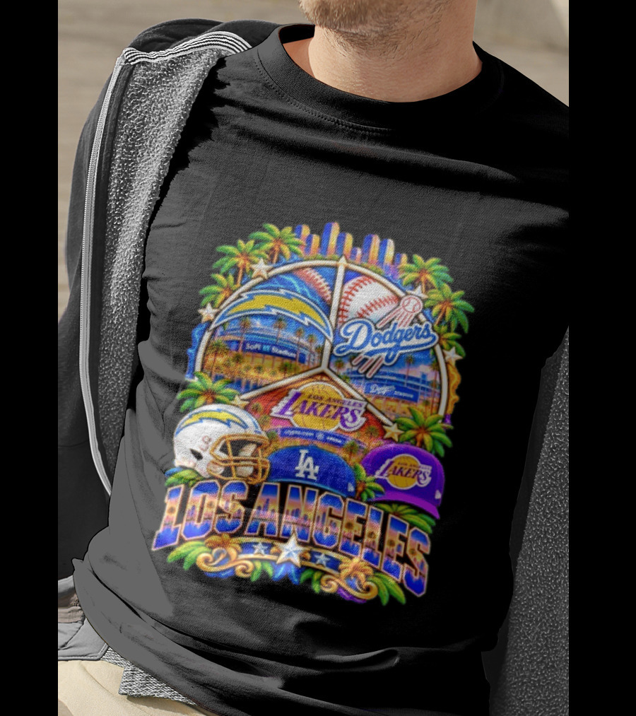 Los Angeles Dodgers Chargers Lakers SoFi Stadium City Skyline T-Shirt