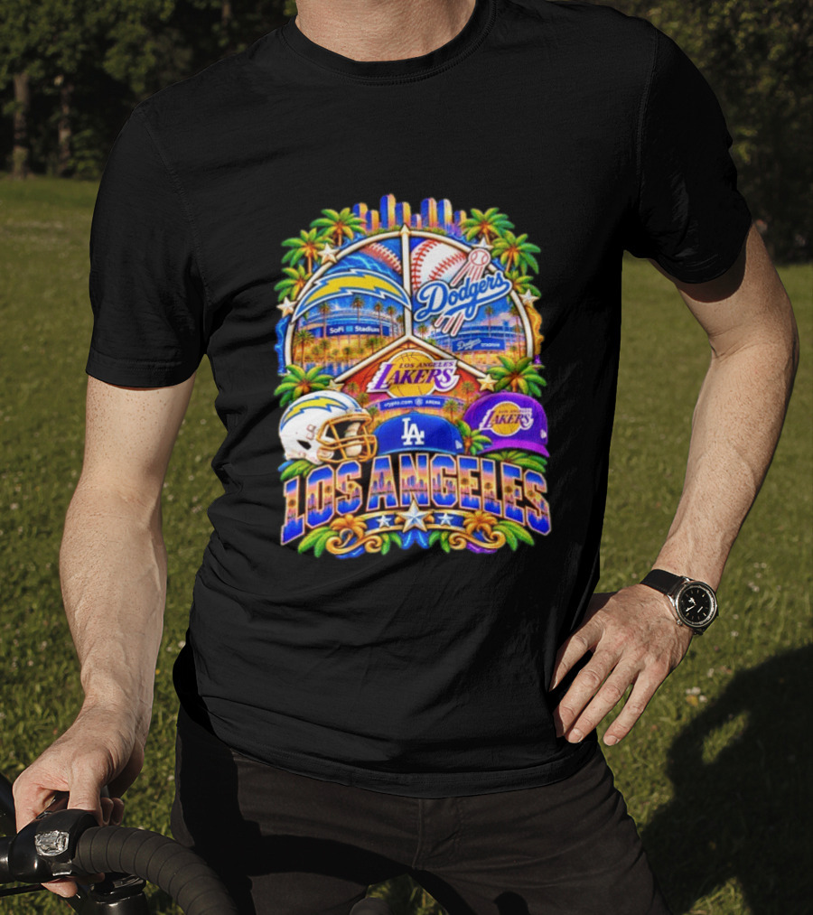 Los Angeles Dodgers Chargers Lakers SoFi Stadium City Skyline T-Shirt