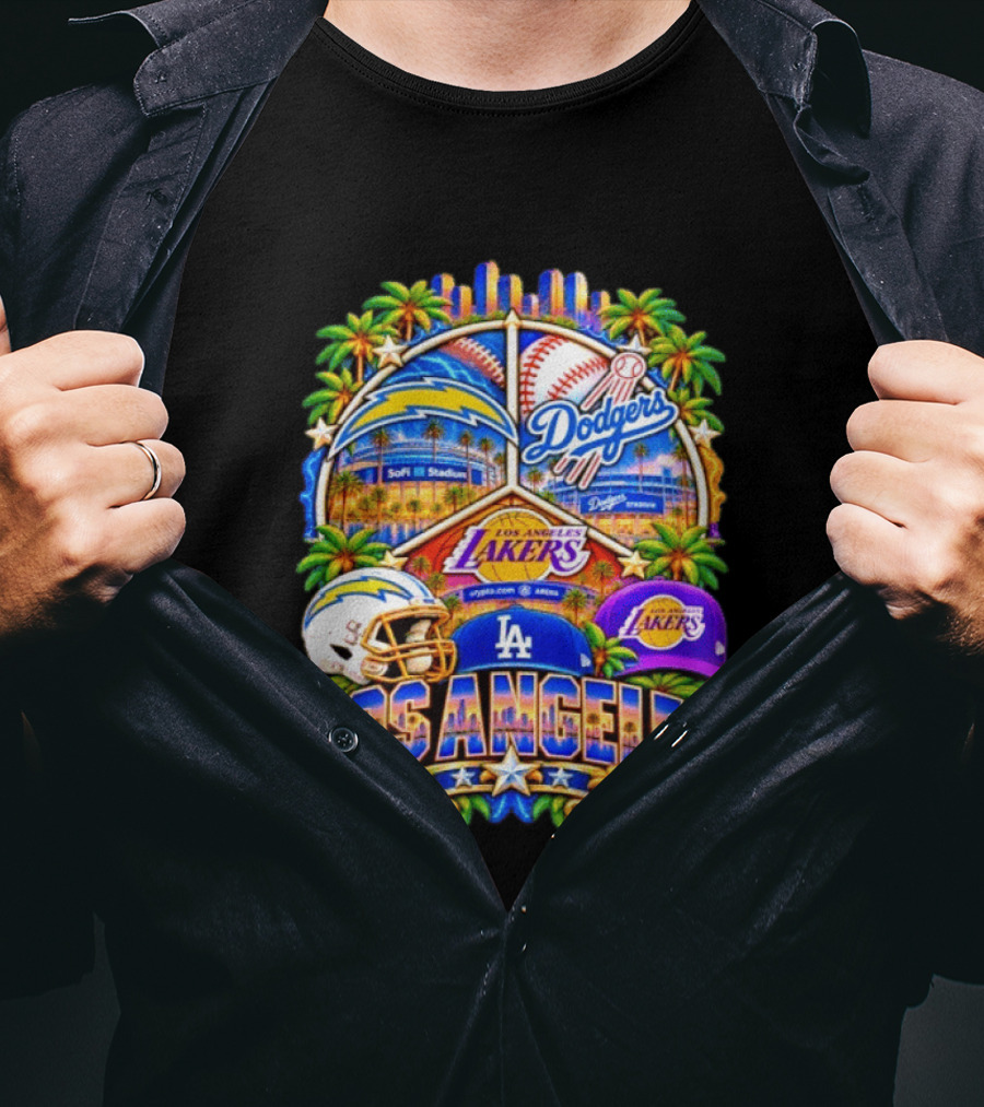 Los Angeles Dodgers Chargers Lakers SoFi Stadium City Skyline T-Shirt