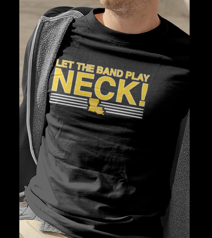 LSU Tigers Let The Band Play Neck Louisiana Map T-Shirt