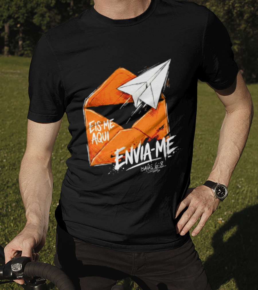 Eis Me Aqui Envia Me Isaias 6 8 Christian Envelope Paper Airplane T-Shirt