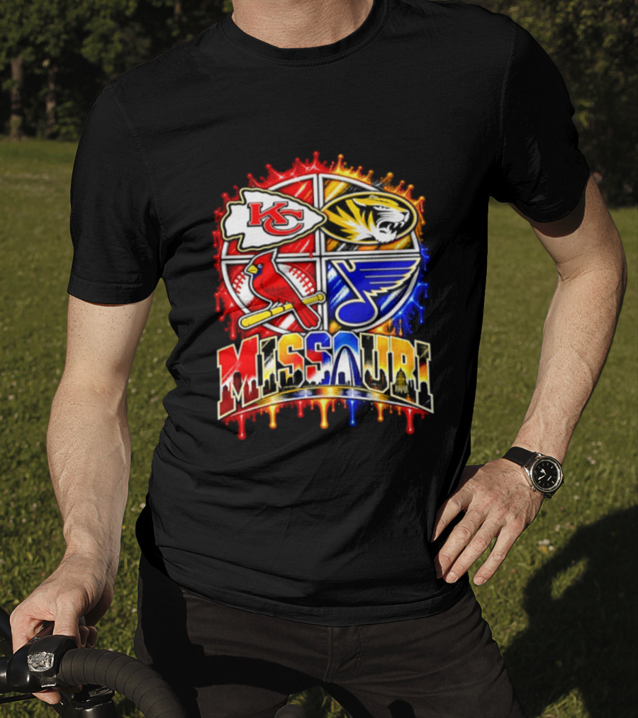 Missouri Kansas City Chiefs Mizzou Tigers St Louis Cardinals Blues Skyline T-Shirt